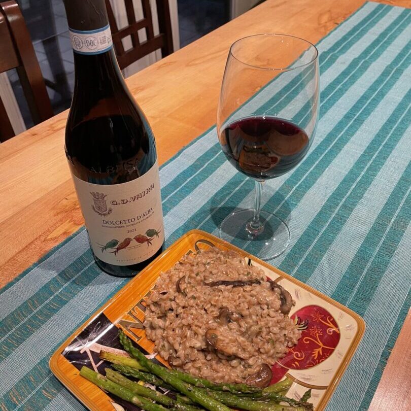 Risotto Served With a Wine Bottle