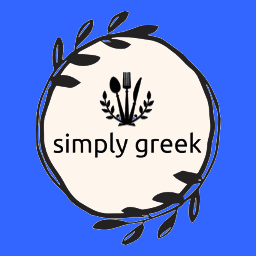 Simply Greek Logo Dk Blue Background