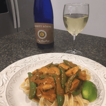 Thai Inspired Shrimp Pasta and Riesling