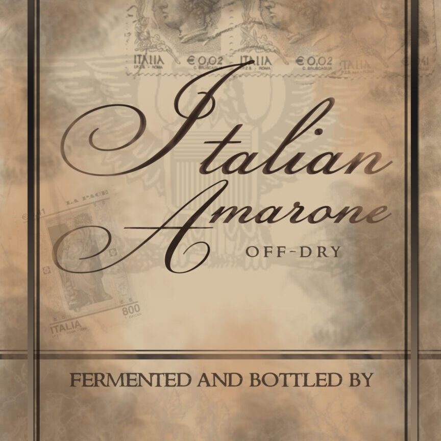 A vintage label for the Off Dry Italian Amarone.