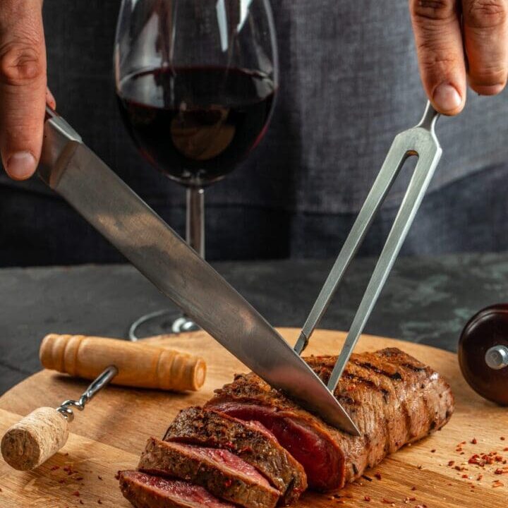 Sliced,Beef,Grill,Steak,With,Red,Wine.,The,Concept,Of